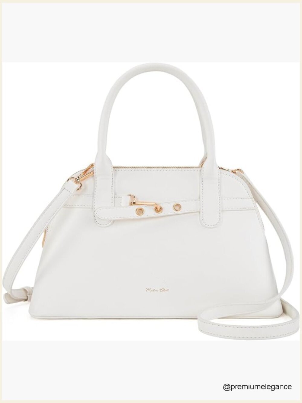 Dome Satchel Purse Women Textured Top Handle Crossbody Bag Belt Detailing